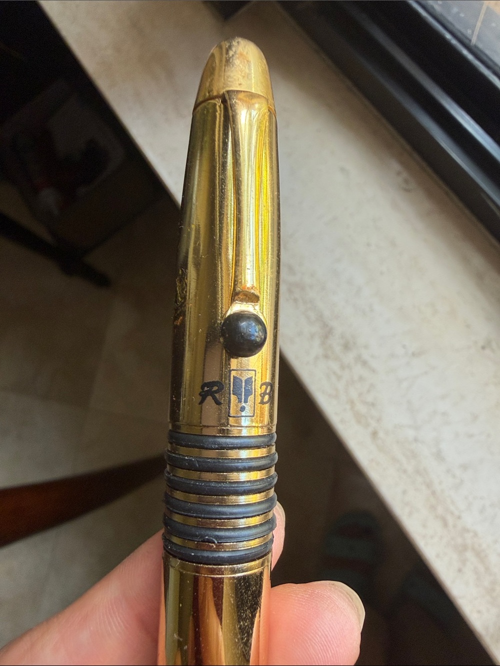 BRASS BENSON & HEDGES BALLPOINT PEN Gold Metal Ballpoint Pen with Black Grip Rin - Picture 3 of 4